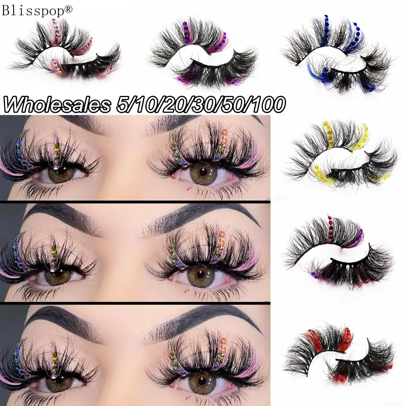 

3D 25MM Dramatic Colored Mink Lashes Bulk Wholesale 6D Natural Colorful False Eyelashes Makeup Lash Boxes Packaging Custom Logo