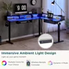 L Shaped Electric Standing Desk, 75X60 Inches, Height Adjustable, Corner Gaming Desk with Drawers, Power Outlets & LED Lights 3