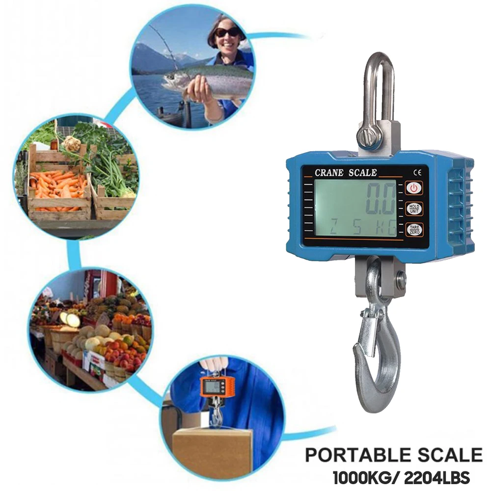 Digital Hanging Scale 1000kg/ 2204lbs Portable Heavy Duty Crane