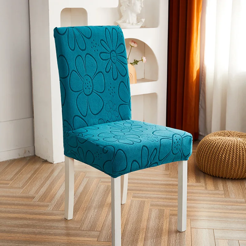 

1 Pcs Elastic Dining Chair Cover, Thick Jacquard Polyester Solid Chair Cover for Dining Room Anti-Slip Kitchen Chair Cover