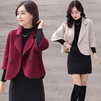 Korean Style Women's Tailored Coat Woolen Short Jacket Fashion Slim Fit Small Suit Regular Length Other Pattern Type