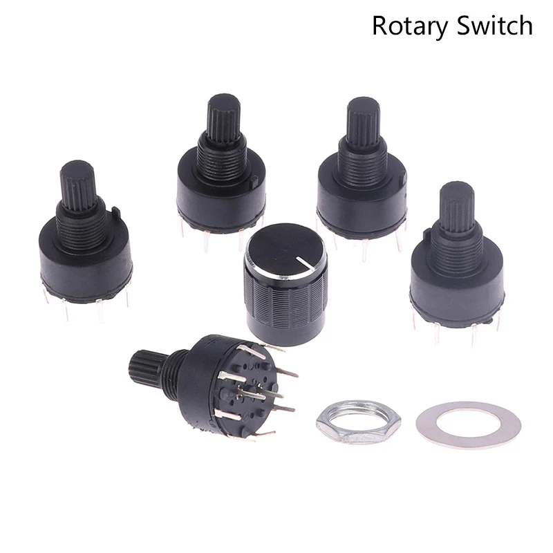 RS16 16MM Multi gear Selection Knob Switch Plastic Rotary Shaft Belt Switch 1 Pole 5/6/8 2 Pole
