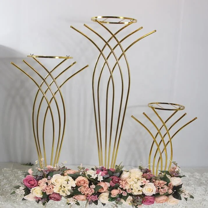 

10pcs 5pcs)Factory Wholesale Wedding Tall Metal Table Centerpiece Stands Flower Vase Stand Gold Column Decoration senyu1804