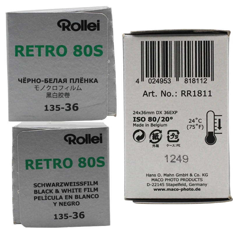 1-10Rolls Rollei Retro 80s 135 35mm Black and White Negative Film Camera Film 36 Exposures For Fujifilm Kodak 35mm Film Camera