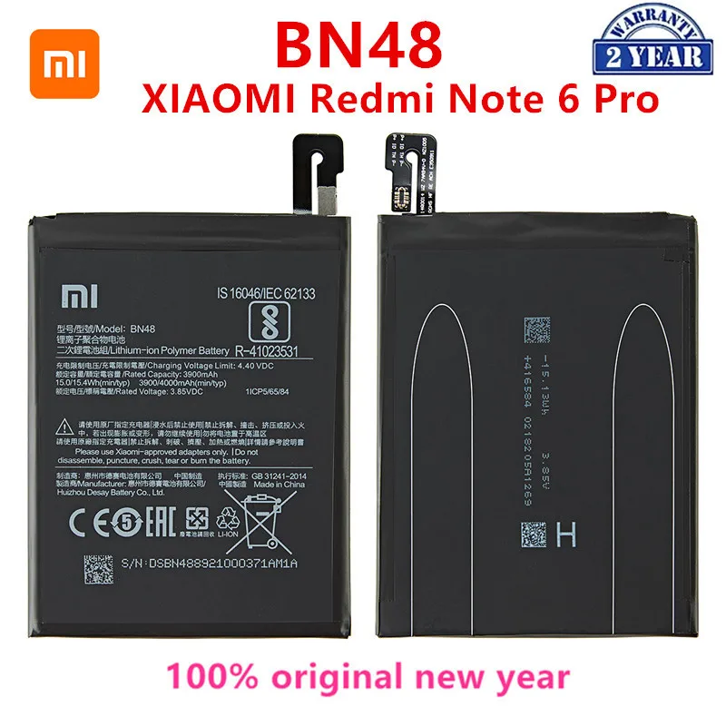 

100% Orginal BN48 Battery 4000mAh For Xiaomi redmi Note 6 Pro High Quality BN48 Battery