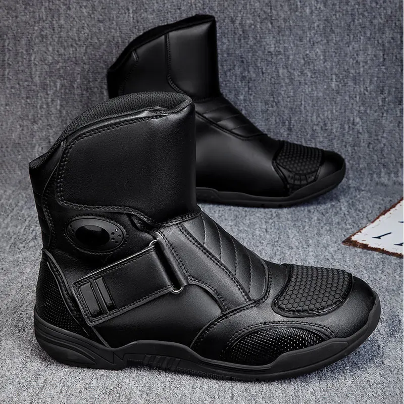 Motorcycle Boots Microfiber Leather Waterproof Motocross Off-Road Racing Protective Men's Motos Cycling Shoes