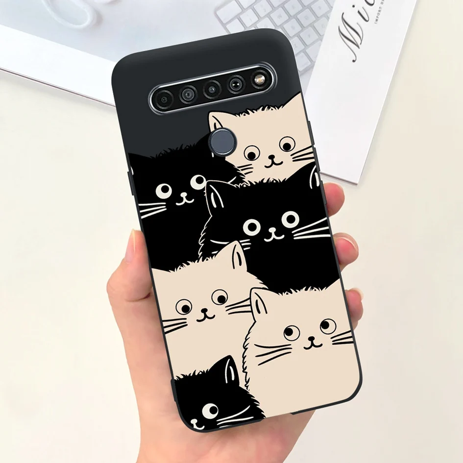 Cute Cat & Dinosaur Soft Black Silicone Shockproof Bumper Phone Case
