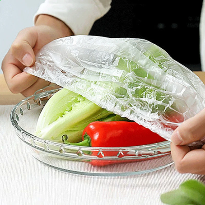 50pcs Disposable Food Cover Plastic Wrap Elastic Food Lids for Fruit