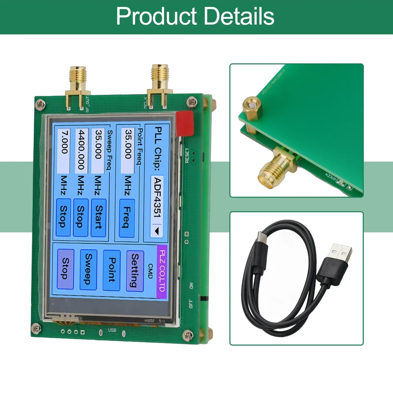 Touch Screen ADF4351 35M-4.4G RF Signal Generator PLL Sweep Frequency Generator Black Tool  Accessories 2