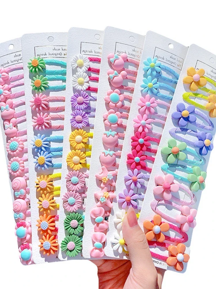 Hair Accessories 10Pcs/sheet Rainbow Flower Girls Hairpins Sweet Barrettes Student Hair Clips For Baby Kids