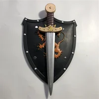 2pcs/Set Halloween Prop Lion Shield Cosplay Golden Sword PU Weapon Movie Game Anime Cos Kids Role Play Gift 1