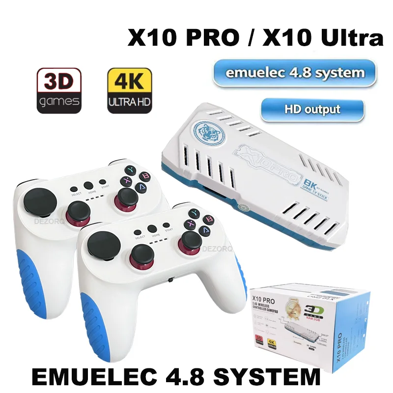 Console di Gioco Retro Emuelec 4.8 X10 Pro, Stick 4K X10 Ultra, Uscita HD, Giochi Retro Integrati, Controller Dual 2.4G
