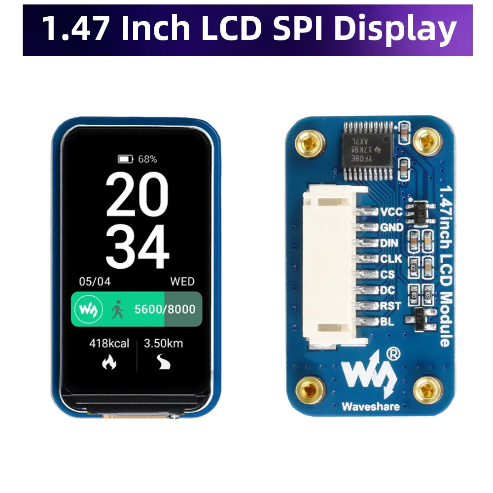 1.47 Inch LCD Display Module 172x320 IPS Screen ST7789V3 Driver SPI Interface for Arduino STM32 Raspberry Pi 4 3 Zero Pico