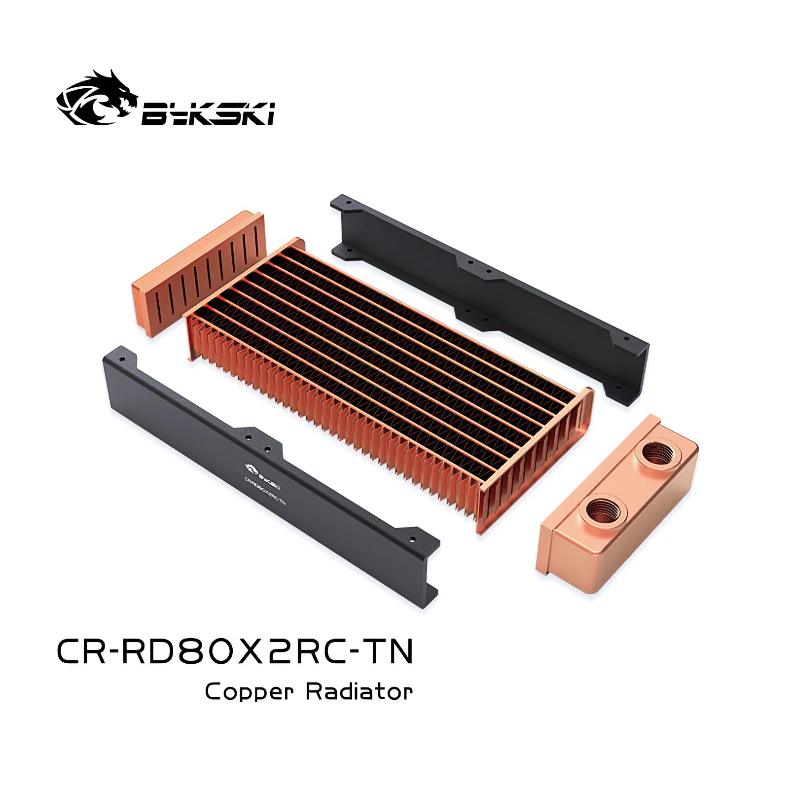 Bykski 16cm 80 mm x Radiador de Cobre Líquido Água Refrigerar Refrigerador Trocador de Calor Cr-rd80x2rc-tn - Imagem 2