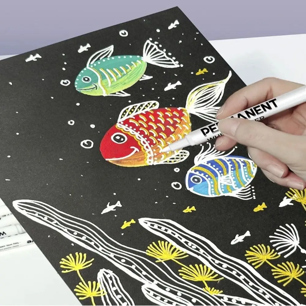 3/6Pcs 아트 쓰기 방수 흰색 페인트 펜 파인 팁 오일 기반 마커 펜 아크릴 페인트 마커 편지지 용품