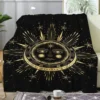 Flannel Throw Blankets Boho Chic Golden Sun Moon and Stars Blue Black Sky Antique Blankets Lightweight Luxury Blanket,Couch Bed 2