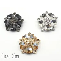 LKERAN 3Pcs/lot 30mm Black Charm Heart Crystal Rhinestones Buttons Metal Shank Sewing For Clothing Diy Accessories Decorative 1