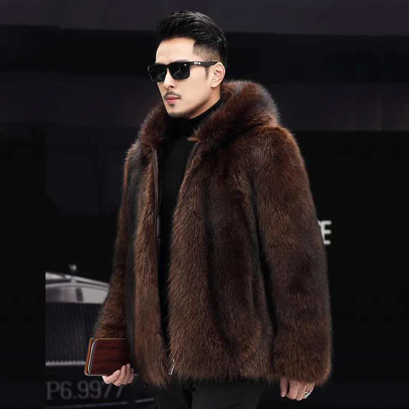 Luxury Winter Warm Faux Fur Coat Men Hooded Thick Fur Coat Jacket Plus Size  Branded Zipper Designer Men's Clothing Slim - AliExpress