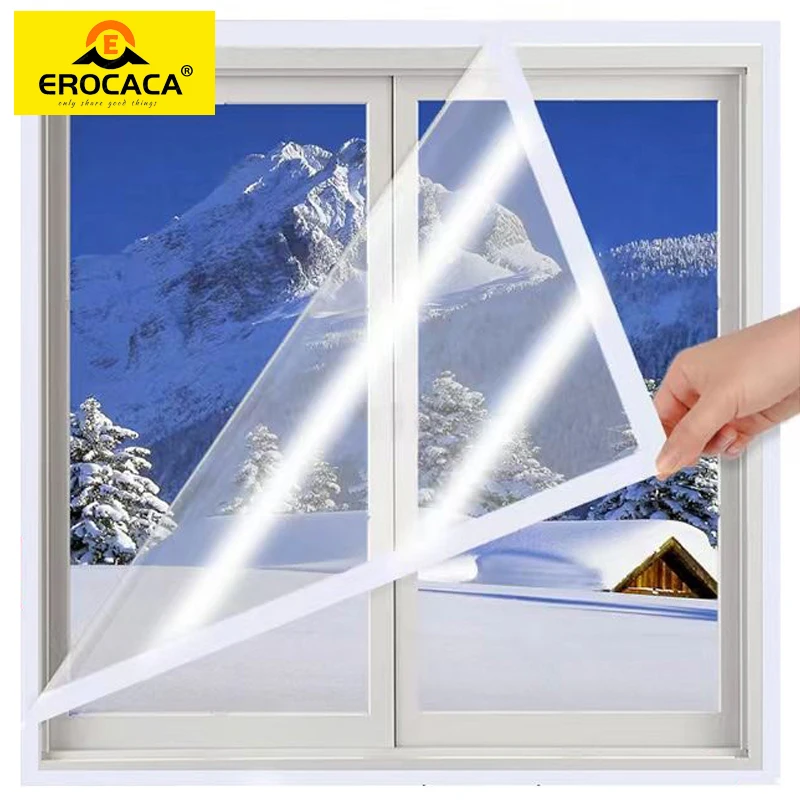 

EROCACA Window Insulation Film Winter Indoor Windproof Warm Self-Adhesive For Energy Saving Clear Soft Glass Shrink Heat Film