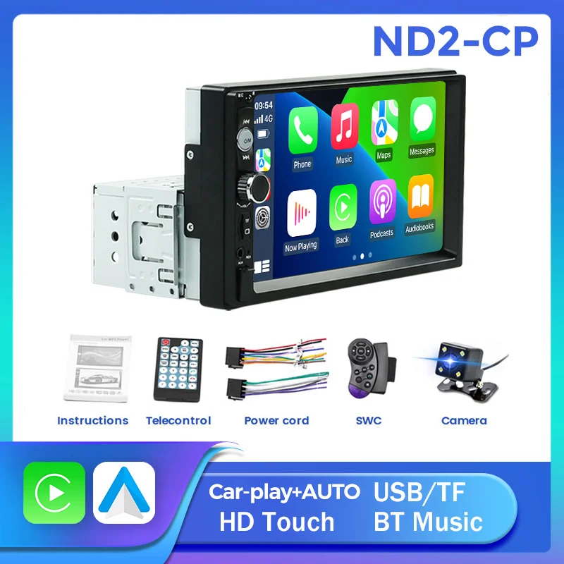 

1 Din Car Universal Stereo Radio Carplay Auto Multimedia Player Android Auto 7 inch HD MP3 MP5 Touch Screen BT FM USB AUX TF