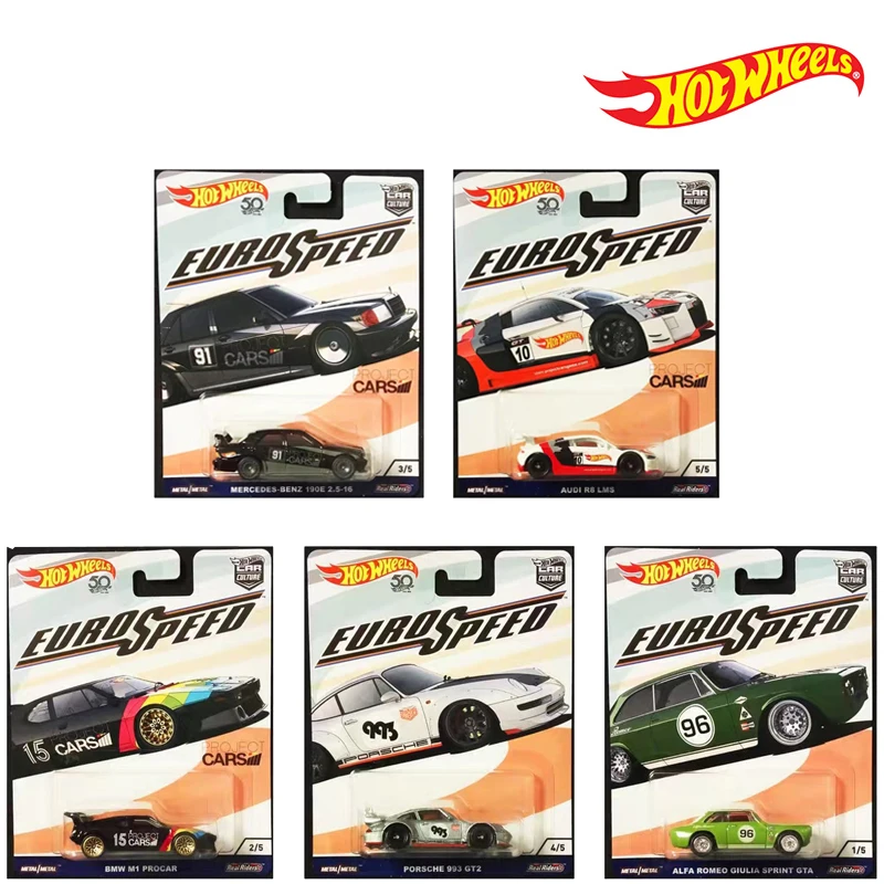 In Magazzino Hot Wheels European Speed Series Audi R8 Mercedes-Benz Bmw Porsche Alfa Romeo 1/64 Metal Cast Model Collection Toys