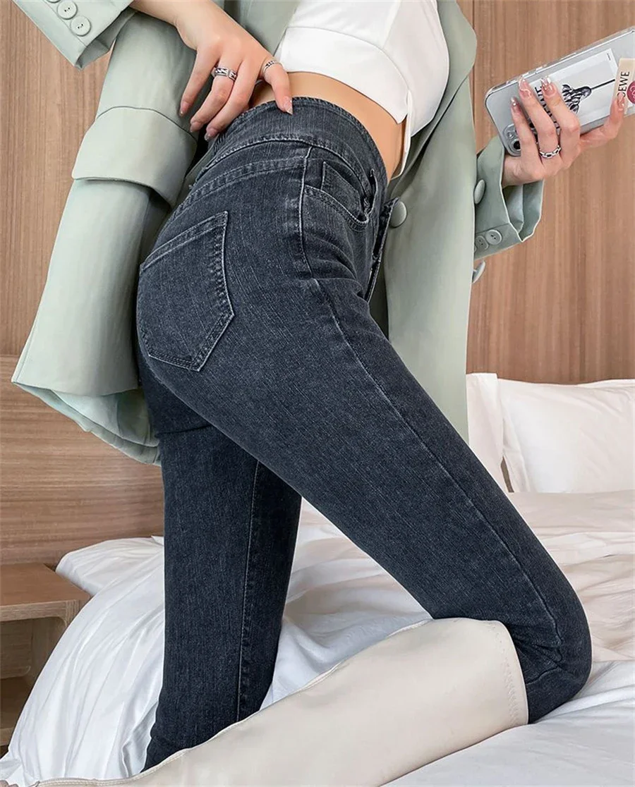 High Waist Women's Ankle-length Pencil Jeans Spring Fall Skinny Vaqueros Korean New Streetwear Denim Pant Stretch Kot Pantalones