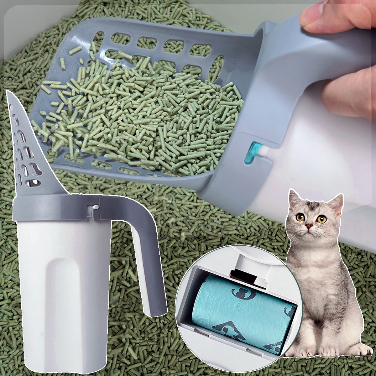 SiftingCatLitterScoopCleanupToolPooperScooperMultifunctional