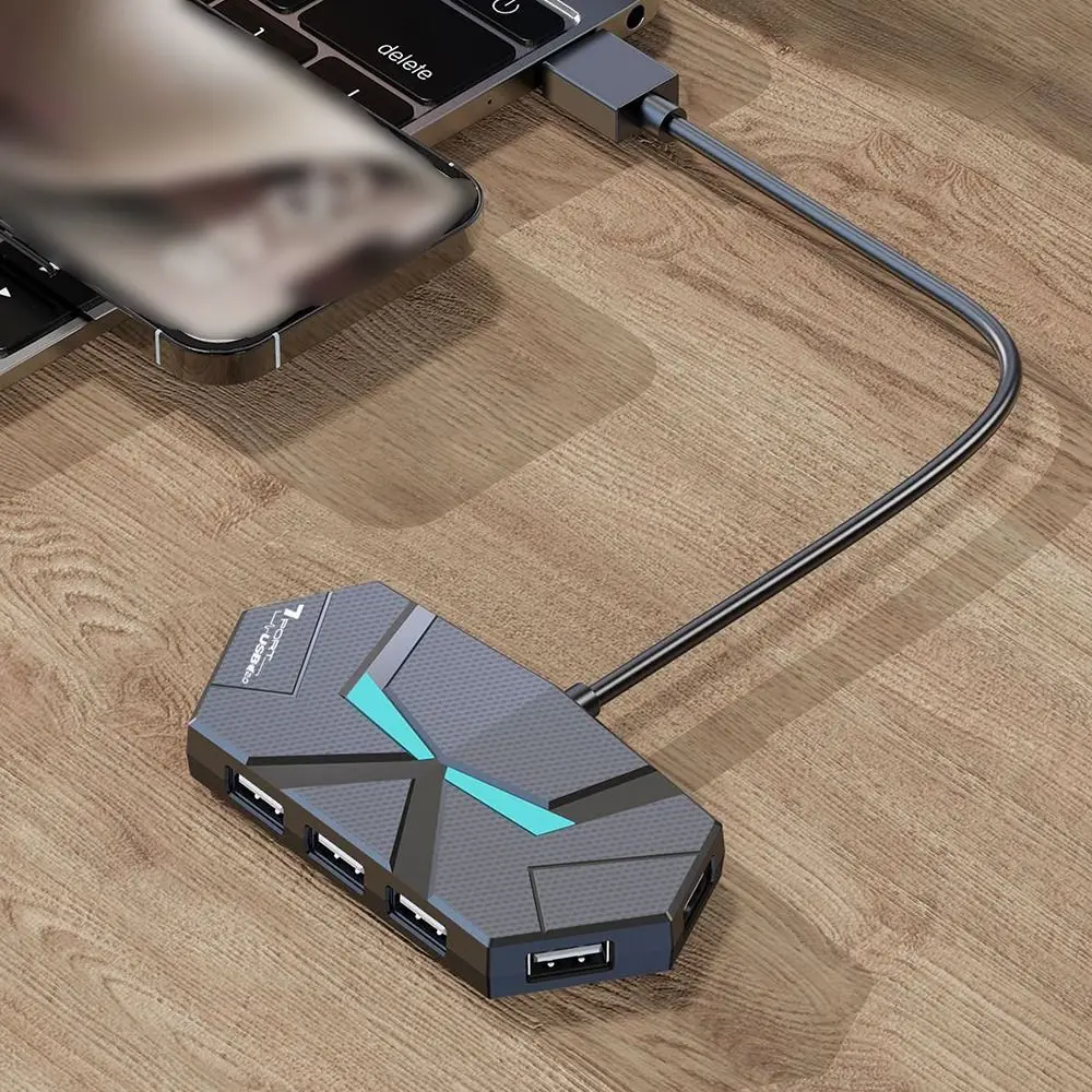 4/7 포트 USB 도킹 스테이션 유형 C 고속 전송 USB 분배기 어댑터 다기능 다채로운 조명