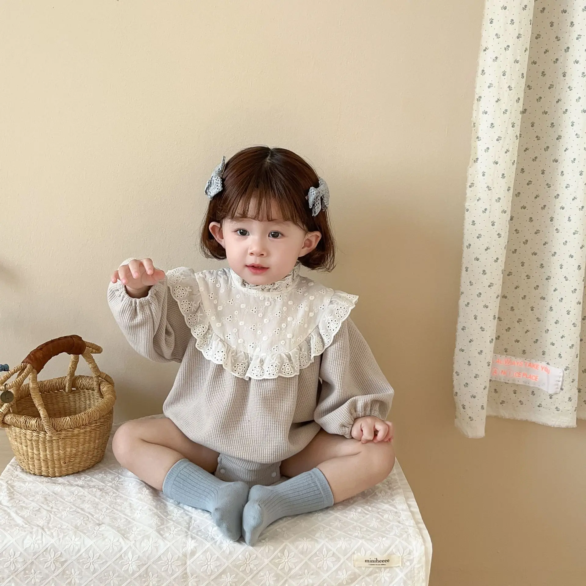 Toddler Baby Girls Lace Collar Bodysuit