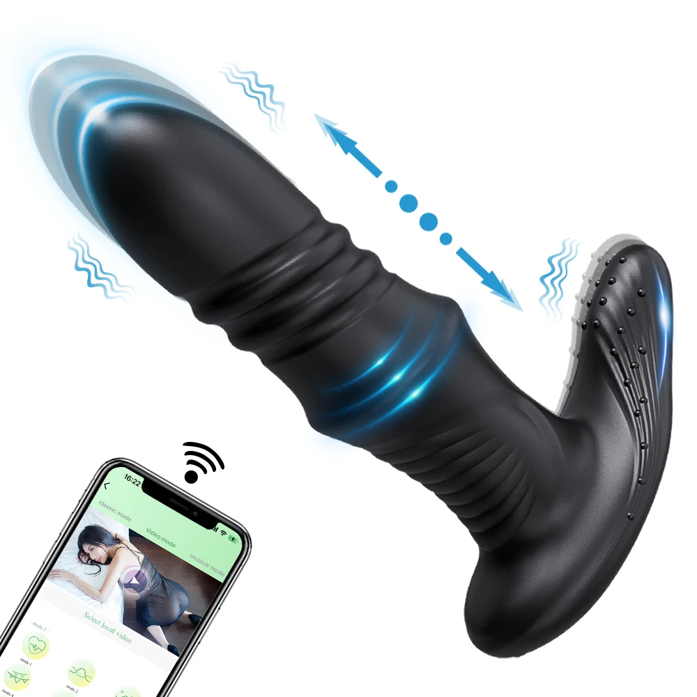 Male Thrusting Prostate Massager APP Control Vibrator for Men Gay Anal Plug Wireless Remote Butt Plug Sex Toy for Couples