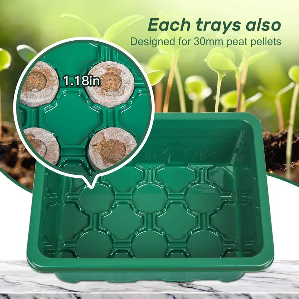 13pcs Plant Germination Tray Set 12 Cells Seedling Starter Trays Kit with Humidity Lid and Base for Greenhouse Seed Germination