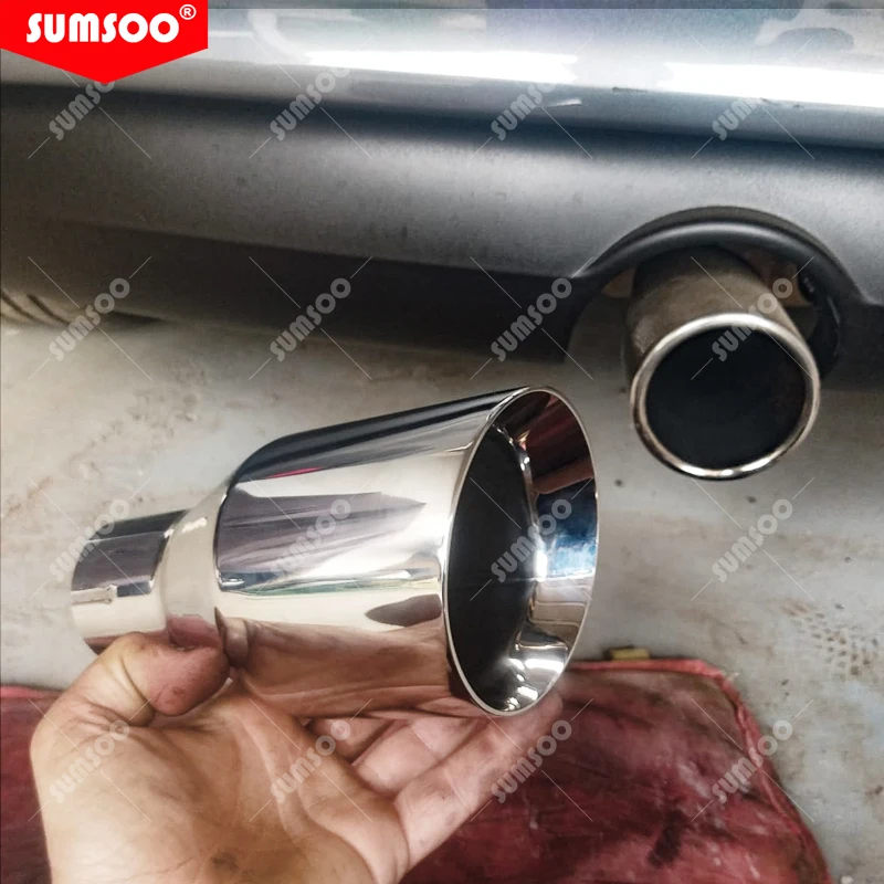 Universal Exhaust System End Chrome Pipe Car Exhaust Tip straight angle cut 1PCS 304 Stainless