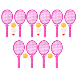 5 Set Kids Tennis Racket Set Badminton Tennis Rackets Balls Racquet Play Game For Outdoor Beach Lawn Backyard