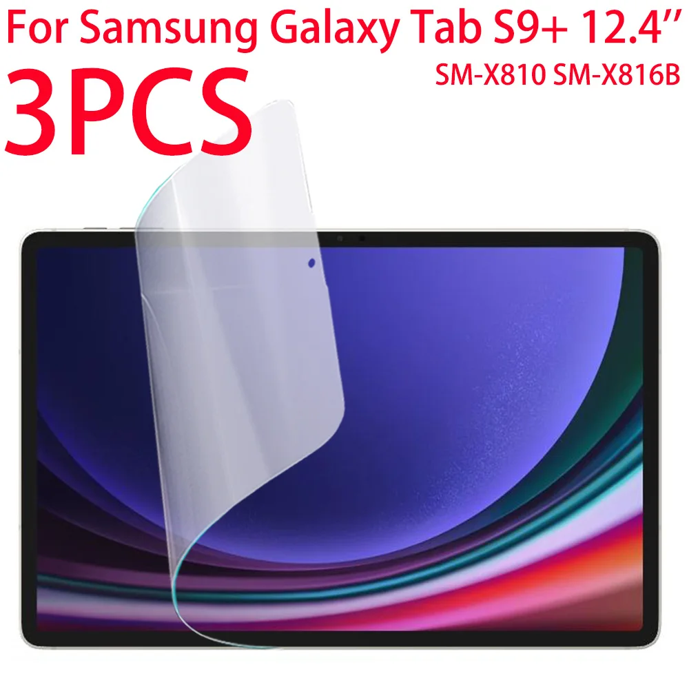 

3 шт. для Samsung Galaxy Tab S9 + S9 Plus 12,4 ''WiFi 5G 2023 ПЭТ мягкая пленка для экрана для S9 Plus защитная пленка SM-X810