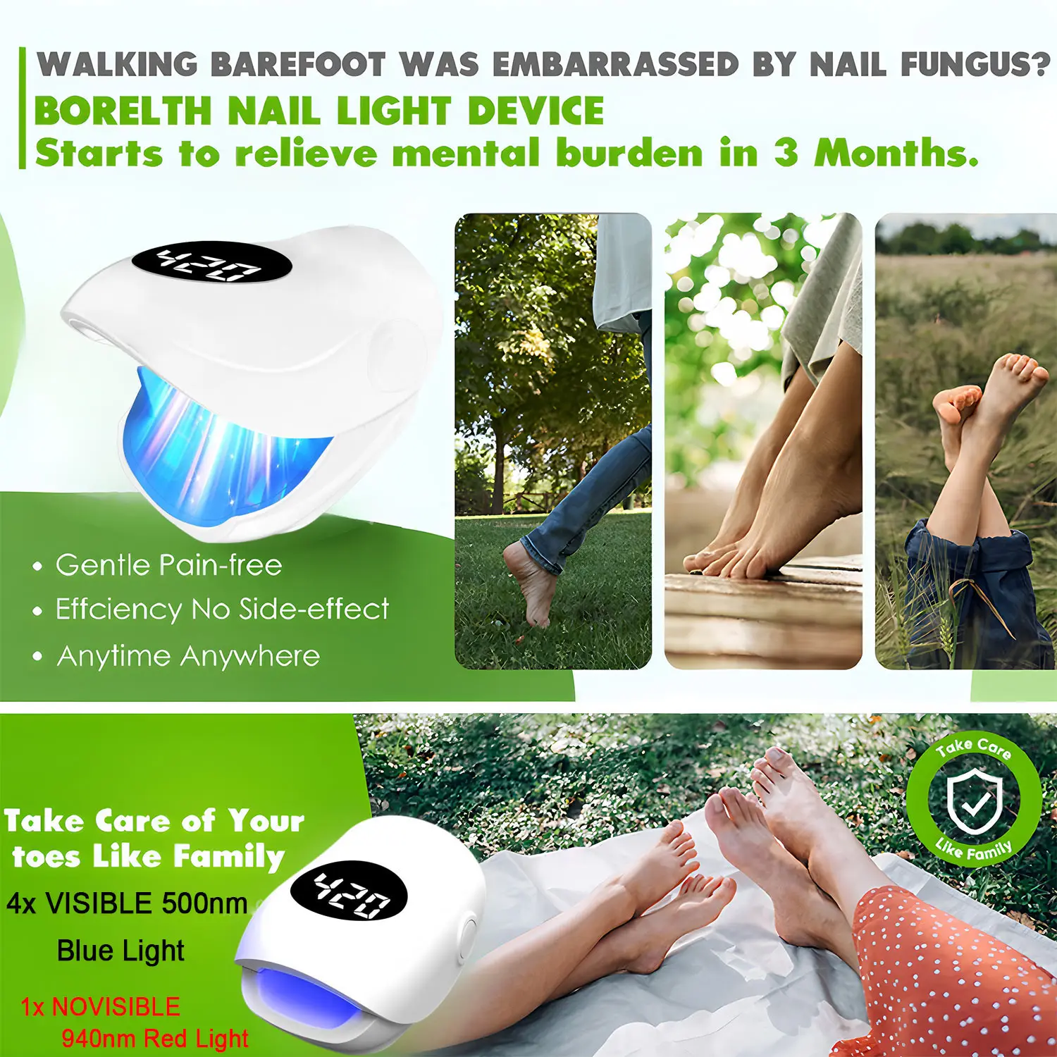 Infrared And Blue Light Nail Treatment Device For Onychomycosis_voghion.com