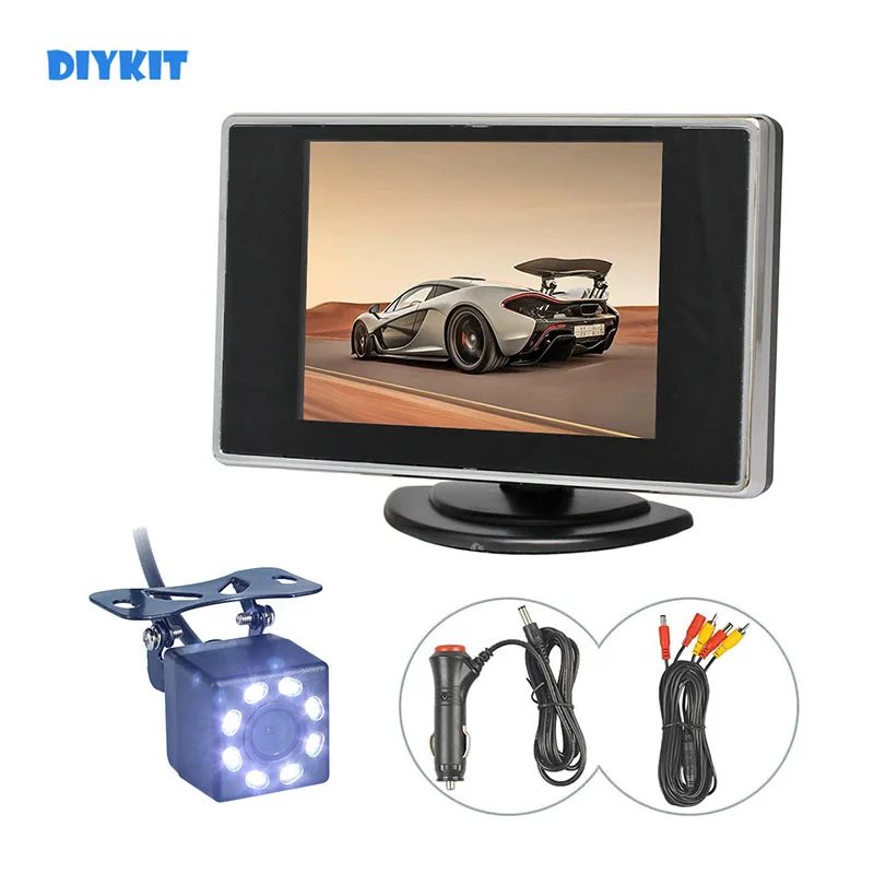 

DIYKIT Wire 3.5inch TFT LCD Backup HD Car Monitor Rear View Car LED Camera Kit Reversing Auto Parking Assistance System
