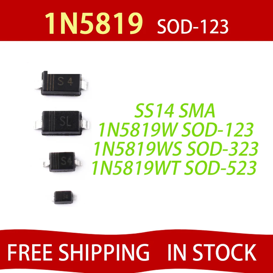 100PCS-1N5819-Diode-1N5819W-B5819W-SOD-123-S4-SL-B5819WS-SOD-323 ...