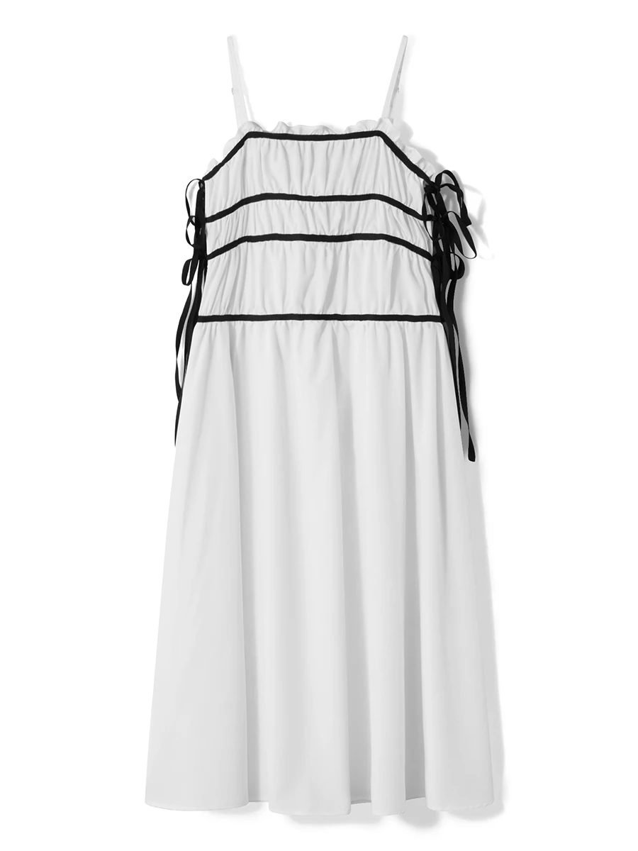 

Women Slip Dress Sleeveless Tie-up Pleated Loose Swing Dress Summer Long Dress for Cocktail Party
