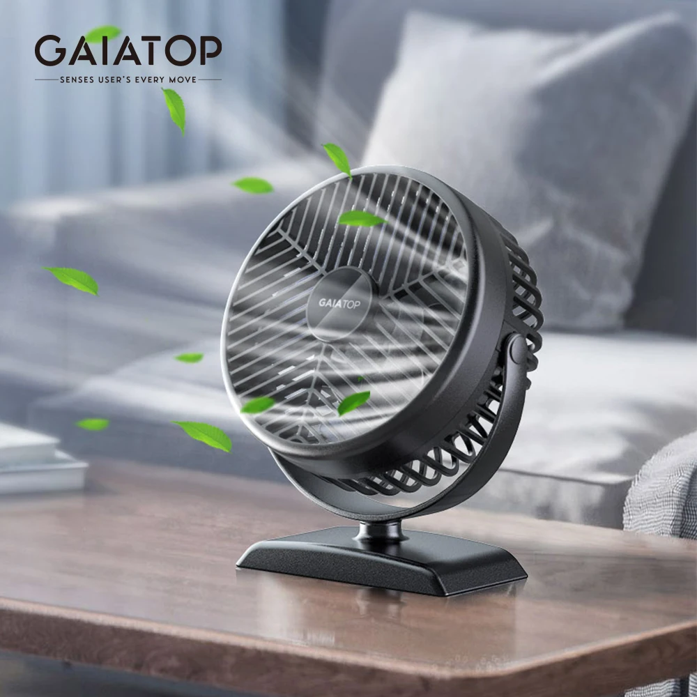 GAIATOP Portable Fan Mini Cooling USB Desk Fan Mute 360 Rotation 3-Speed Wind Adjustment Desktop Fans Desktop Office Home Car