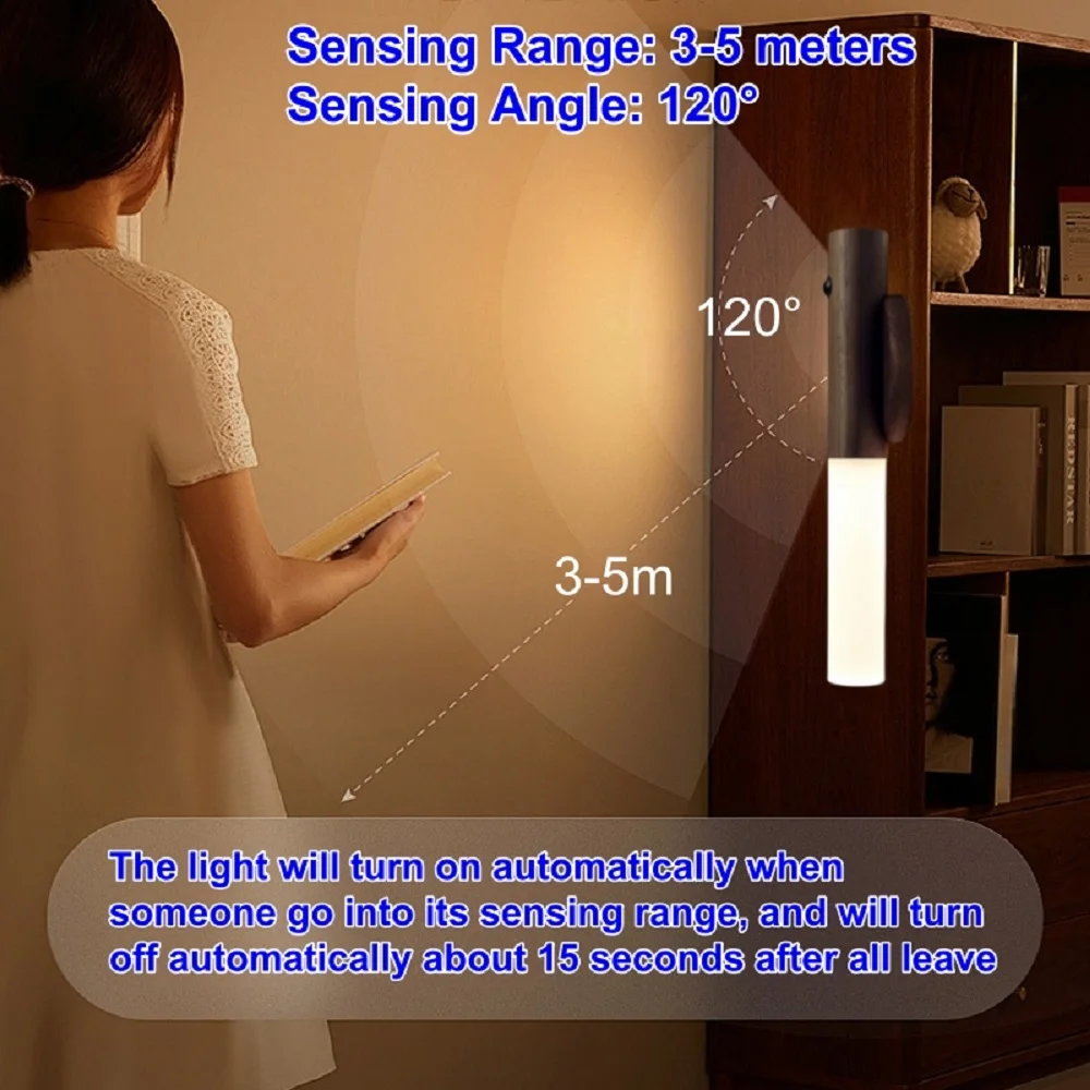 Wireless motion sensor LED night light rechargeable auto induction for kitchen closet toilet staircase