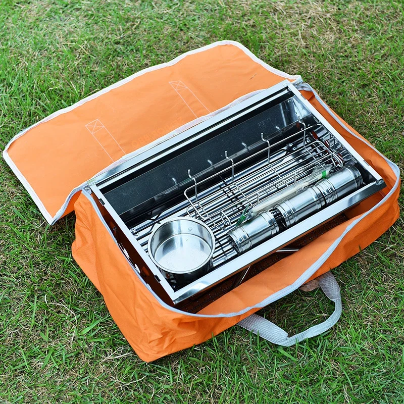 Portable Waterproof BBQ Storage Basg Carry Bag Oxford Cloth Outdoor BBQ Grill Accessories Bag for Camping Picnic Trip Kits