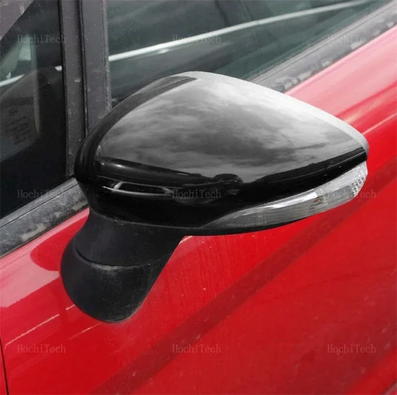 Ersatz-Rückspiegelabdeckung aus Kohlefasermuster oder schwarzem Rückspiegel, seitliche Flügel-Rückspiegelkappe, passend für Ford Fiesta MK7 2008–2019 – Detail 30