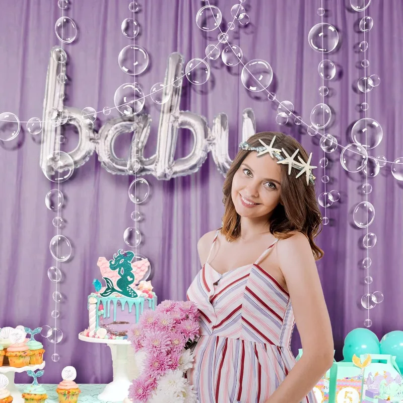 Under The Sea White Bubble Garlands Mermaid Birthday Party Decoration Hanging Streamer Banner Backdrop Kids Ocean Party Supplies
