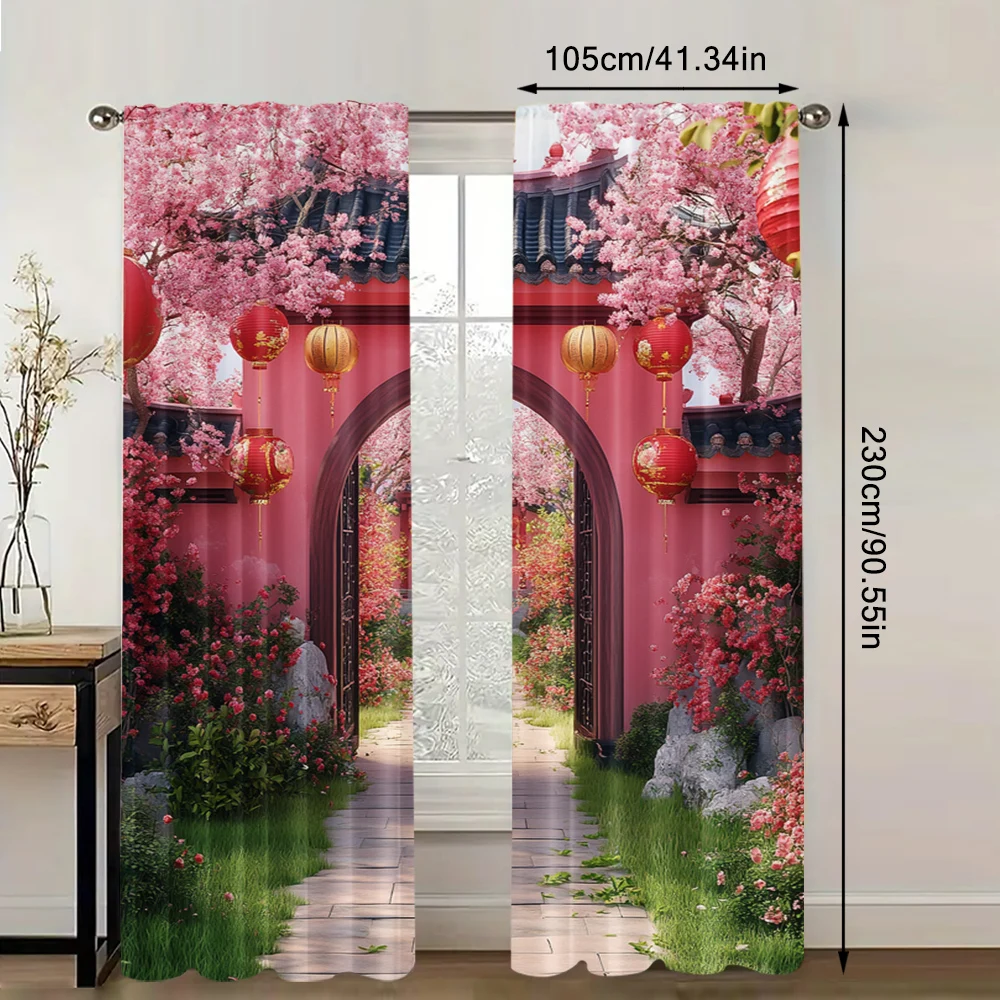2pc,  Window Drapes Garden6 Polyester,Without Electricity Birthday Party Suitable for Holiday Decorations 5
