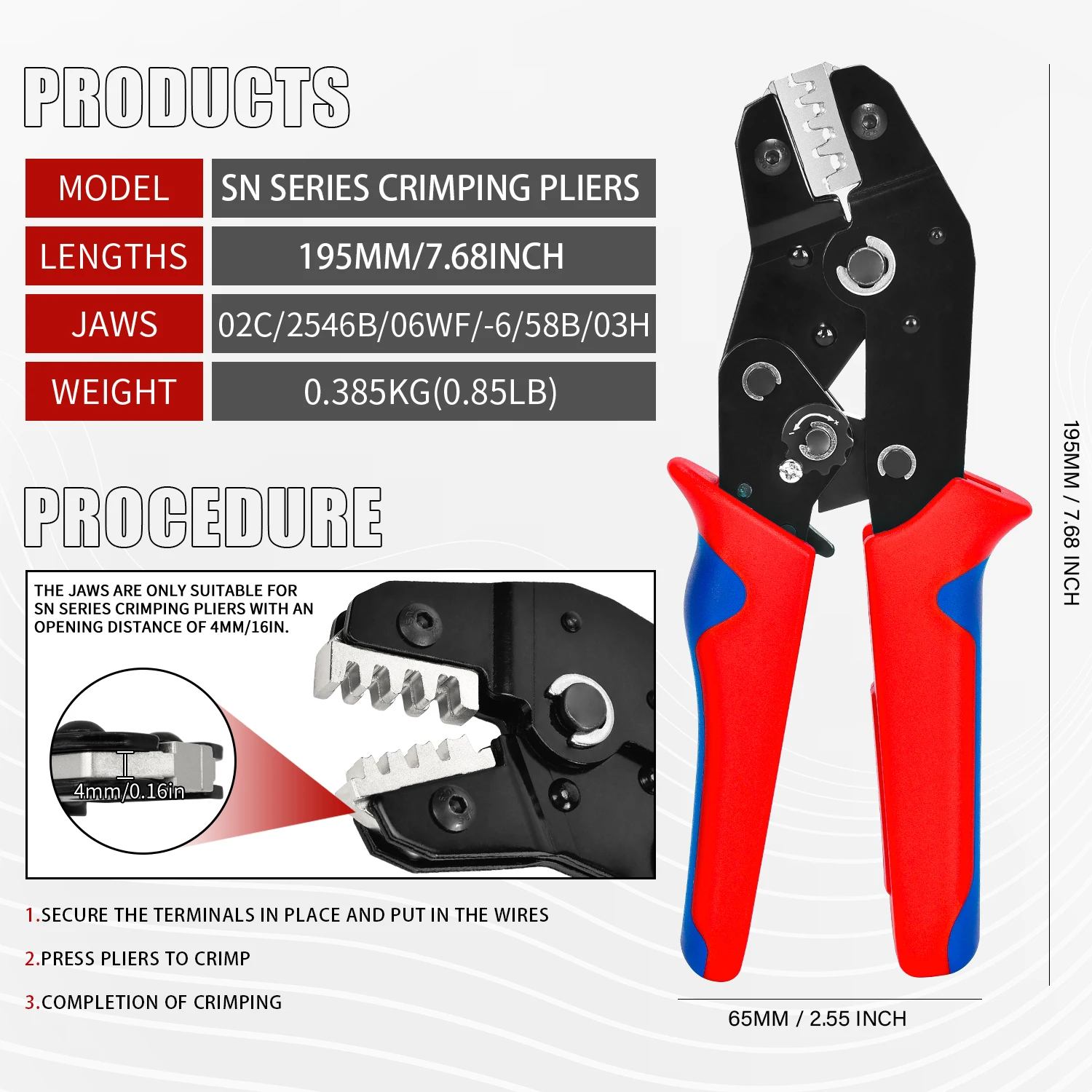SN-58B 5Jaws Tool Kit Electrician Crimping Tools Crimping Plier Crimp Dupont Terminals Clamp Electronics Connector Hand Jaws Box 5