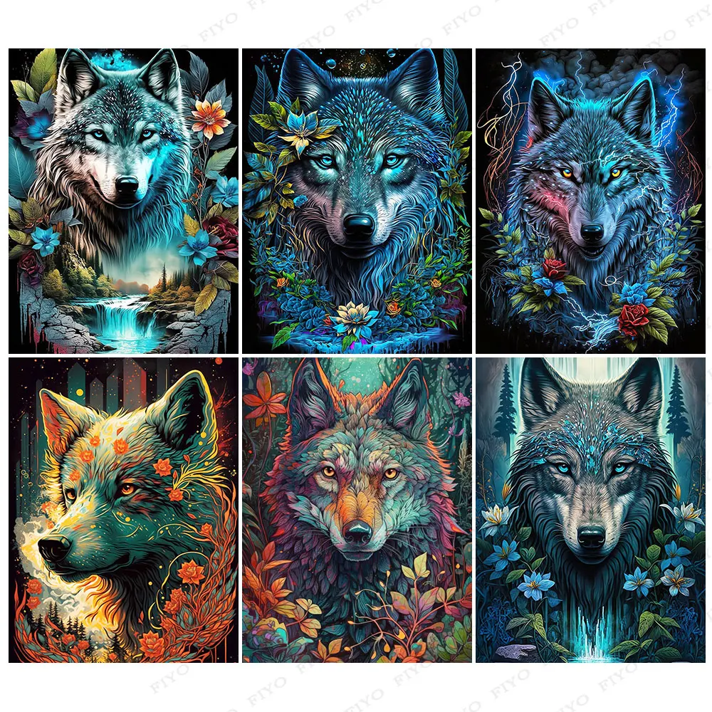 DIY Diamond Painting Animal Wolf Full Diamond Mosaic Art Embroidery Wolf  Dreamcatcher Picture Cross Stitch Home Decor cuadros