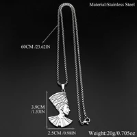 Collier pendentif Nefertiti, couronne haute de la dynastie égyptienne ancienne, pour femmes et hommes, en acier inoxydable, avec chaîne à hiéroglyphes, cadeau de bijoux 6
