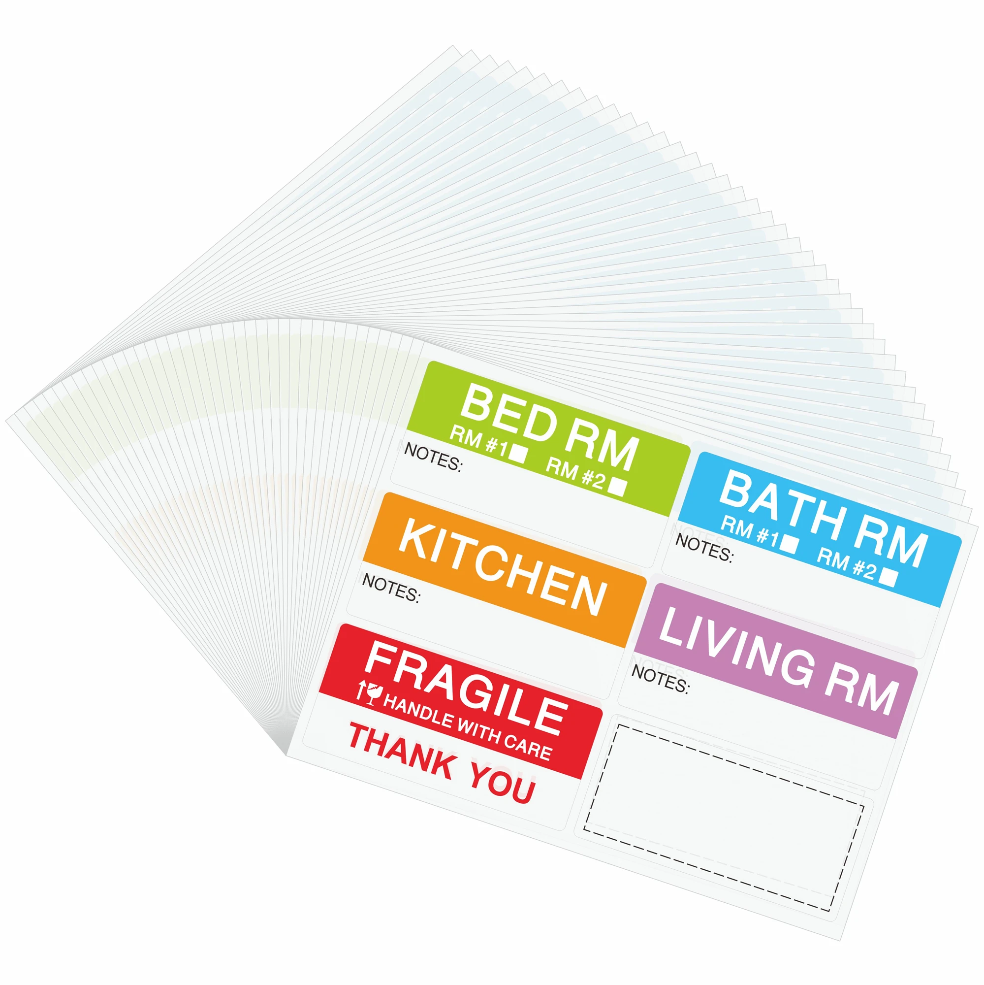 42x90mm Large Home Moving Labels for Boxes Apartment Moving Helper 6 Different Packing Fragile Labels Blank Furniture