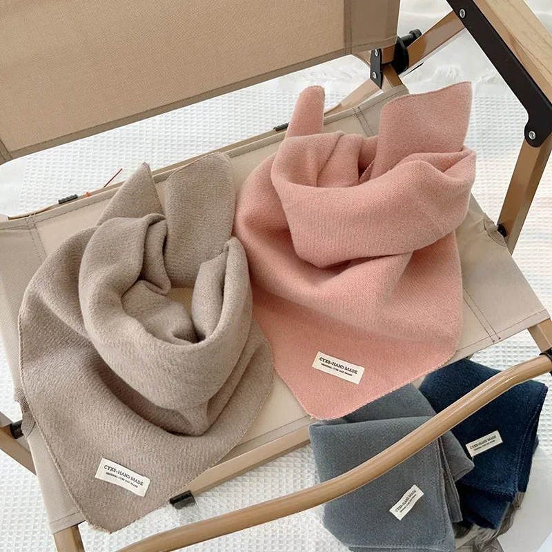 Baby Bibs Triangular Scarf Korean Versatile Soft Solid Color New Scarf Boys Girls Kids Windproof Headscarf Autumn and Winter