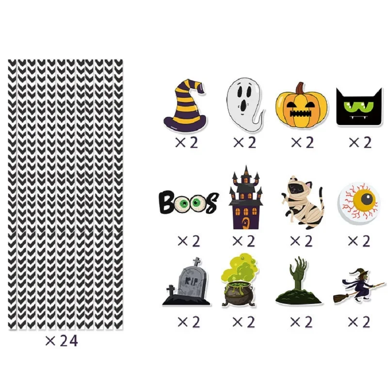 24-Piece Halloween Pie Straw Set: Witches, Pumpkins & Cartoons-Elevate Your Festive Celebrations with Creativity